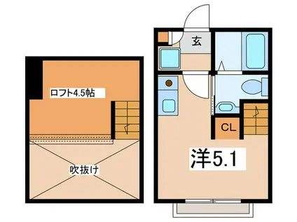 BRICKS(ワンルーム/2階)の間取り写真