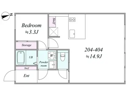 THE TRIAS296(1LDK/2階)の間取り写真