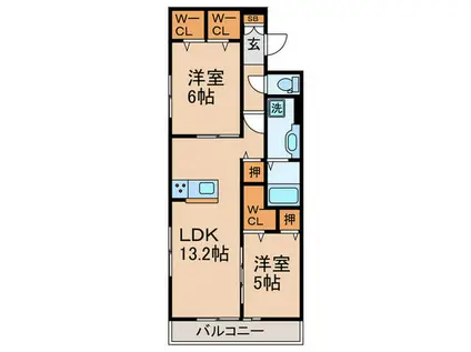 ピノ イゾラ(2LDK/3階)の間取り写真