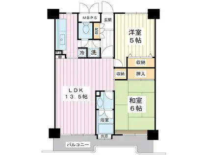 ハイタウン塩浜29号棟(2LDK/2階)の間取り写真