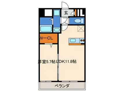 ラヴィクレール(1LDK/2階)の間取り写真
