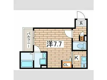 スーハイムかしわ台(1K/1階)の間取り写真