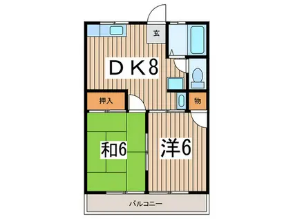 さにーはいつII(2DK/1階)の間取り写真