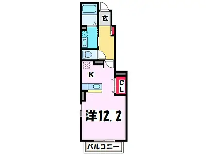 パンジー(ワンルーム/1階)の間取り写真