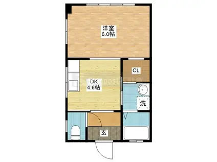 尾崎ビル(1DK/3階)の間取り写真