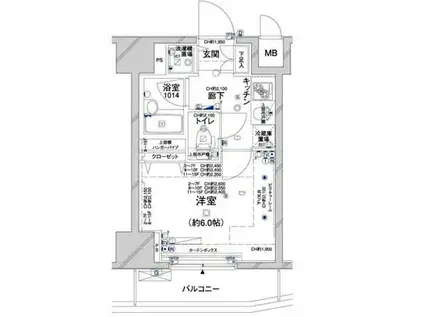 コンシェリア新橋(1K/15階)の間取り写真