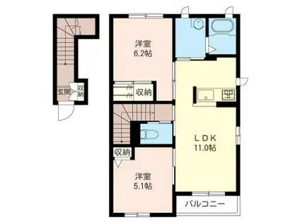 アリエス C棟(2LDK/2階)の間取り写真