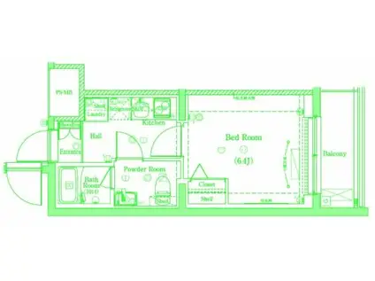 ラフィスタ元町Ⅱ(1K/1階)の間取り写真