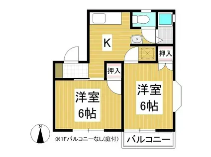 アトゥレ ラーク ヒルズ(2K/1階)の間取り写真