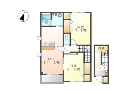エテルノセルバB(2LDK/2階)の間取り写真