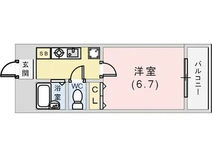 メゾン・ド・ソレイユ三宮(1K/4階)の間取り写真