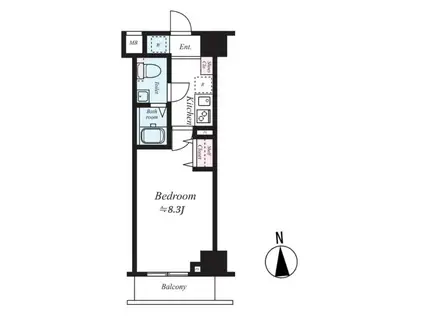 グロース府中イーストII(1K/10階)の間取り写真