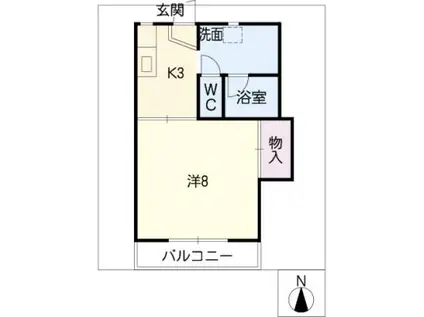 ボヌール(1K/1階)の間取り写真