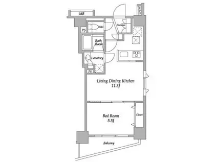 グランカーサ三ノ輪(1LDK/12階)の間取り写真