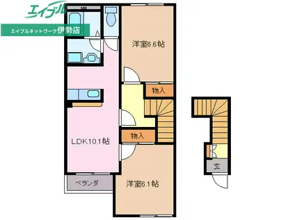 ヴェールメゾン(2LDK/2階)の間取り写真