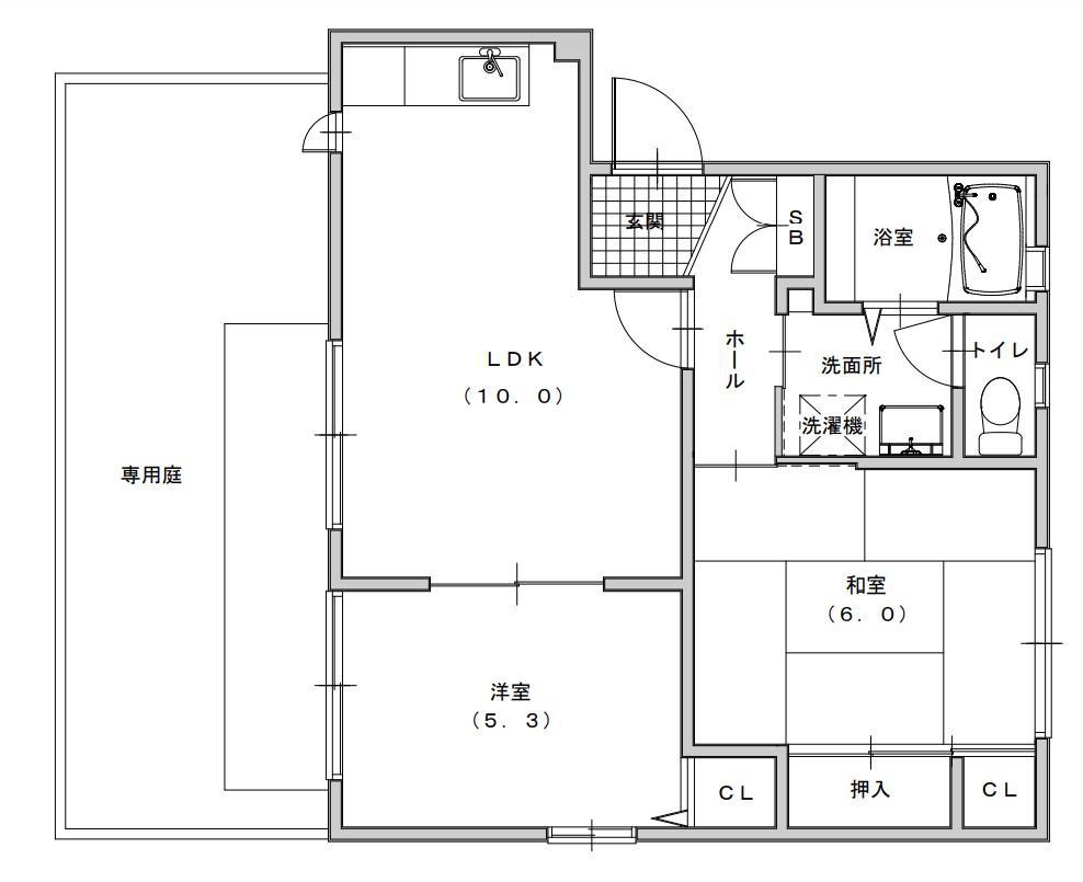 ラ・パルテール兼基壱番館(2LDK/1階)の間取り写真