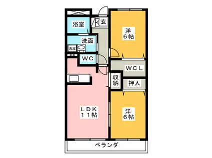 アンソレイユ(2LDK/3階)の間取り写真