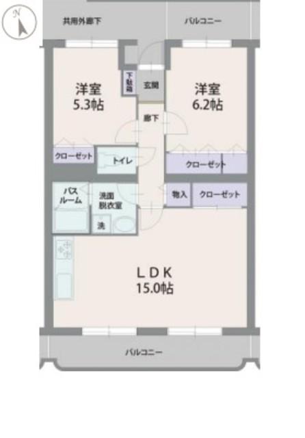 シレンシオパティオ(2LDK/4階)の間取り写真