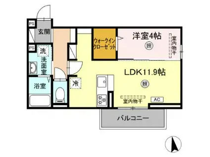 D-ROOMグランデフォンテーヌ 201(1LDK/2階)の間取り写真