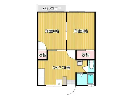 シャローム生野(2DK/1階)の間取り写真