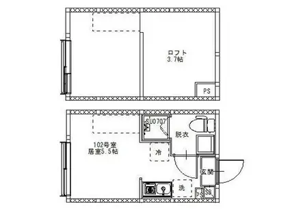BLX HIRAI(ワンルーム/1階)の間取り写真