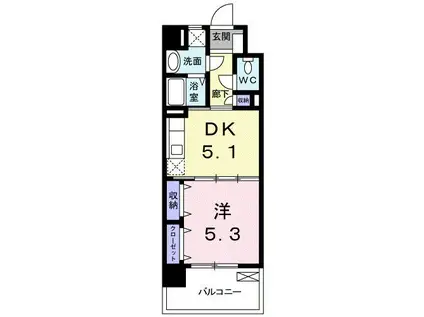 フォーウィルズコートII(1DK/6階)の間取り写真