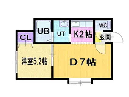 カーム厚別(1LDK/2階)の間取り写真