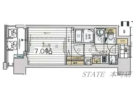 レジュールアッシュウエストレジス(1K/11階)の間取り写真