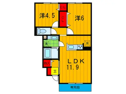 D-ROOM東町(2LDK/1階)の間取り写真