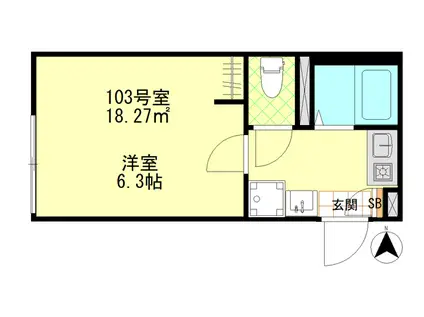ルミナス千住大橋(1K/1階)の間取り写真