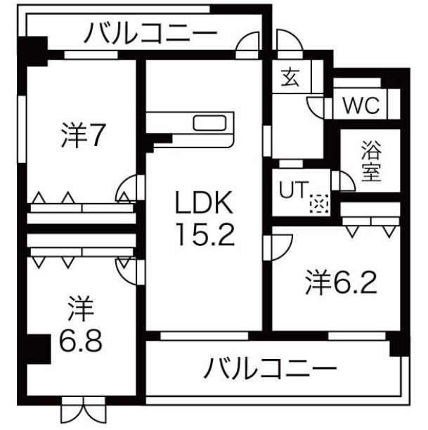 ハッピーコート飾磨(3LDK/4階)の間取り写真