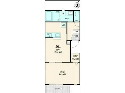 グレイス(1LDK/2階)の間取り写真