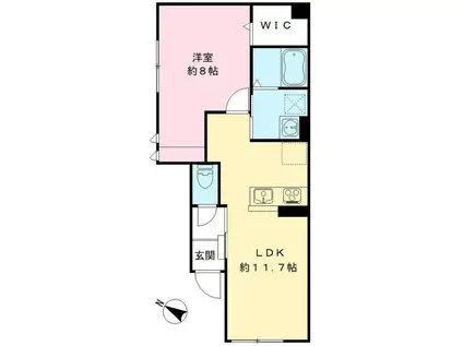 ラ・カーサ・ビアンカー和泉4丁目-(1LDK/1階)の間取り写真