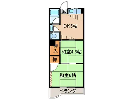 サンハイツ武庫(2DK/3階)の間取り写真