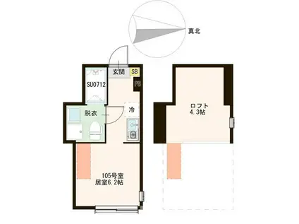 ル・リヴァージュ中川(ワンルーム/1階)の間取り写真