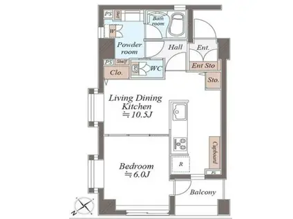 エスポワール銀座東(1LDK/2階)の間取り写真