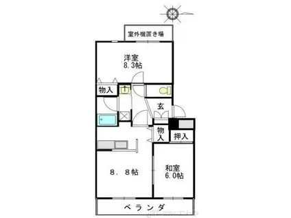 エスパシオ水尾(2LDK/2階)の間取り写真