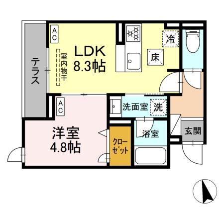 セレスティア栗原II(1LDK/1階)の間取り写真