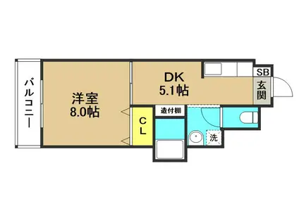 プレジデント御井(1DK/2階)の間取り写真