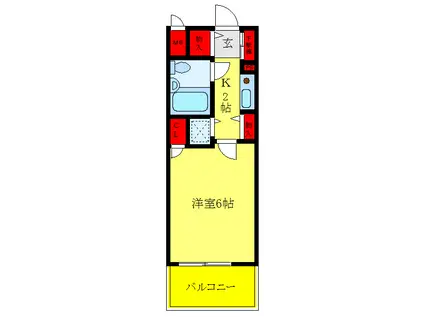 東急ドエル・アルス大塚台(1K/6階)の間取り写真