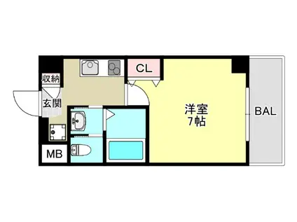 AILE魚崎南(1K/4階)の間取り写真