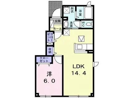 ソールグランツ A(1LDK/1階)の間取り写真