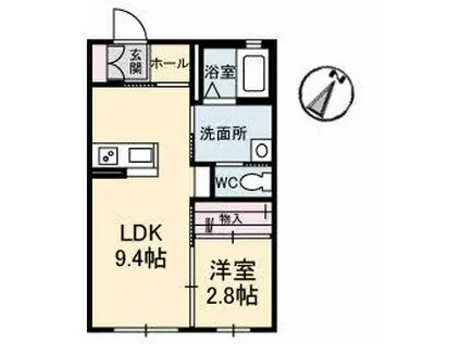 シャーメゾンYOUK(1LDK/1階)の間取り写真