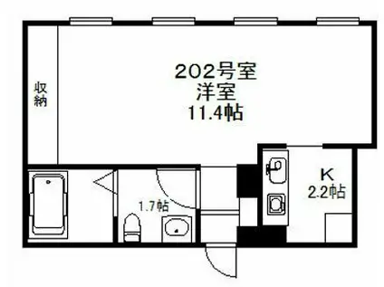 GRACE RIVER(1K/2階)の間取り写真