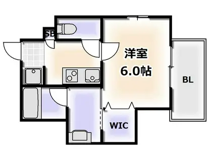 プランドール難波(1K/10階)の間取り写真