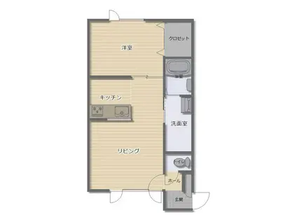 サンライフ東光(1LDK/2階)の間取り写真