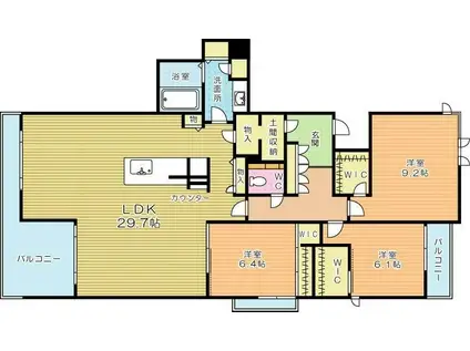 MASTメゾン小倉宇佐町(3LDK/2階)の間取り写真