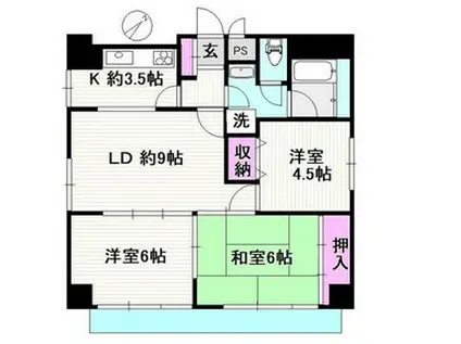 ライオンズマンション小石川第2(3LDK/6階)の間取り写真