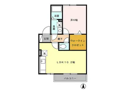 ウィルモア刈草A棟(1LDK/2階)の間取り写真