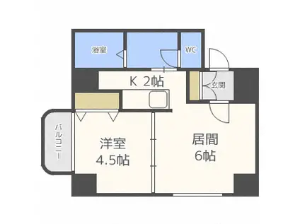 ウエストコースト(1LDK/1階)の間取り写真